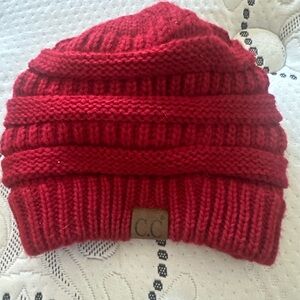 C.C red beanie